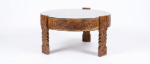 Round Carved Wood Coffee