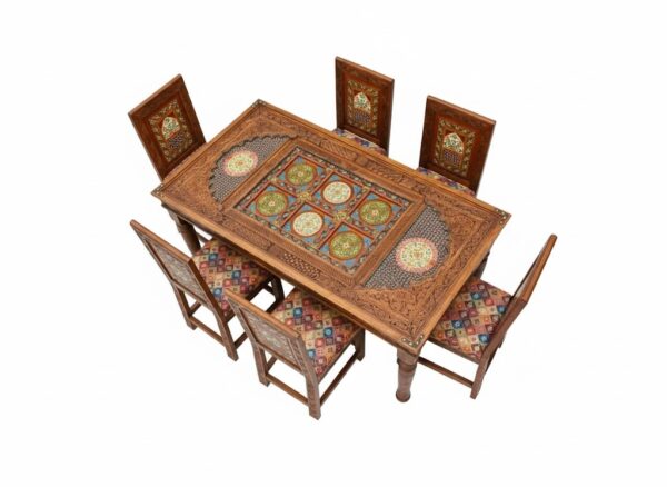 6-Seater Carved Wood Dining Set