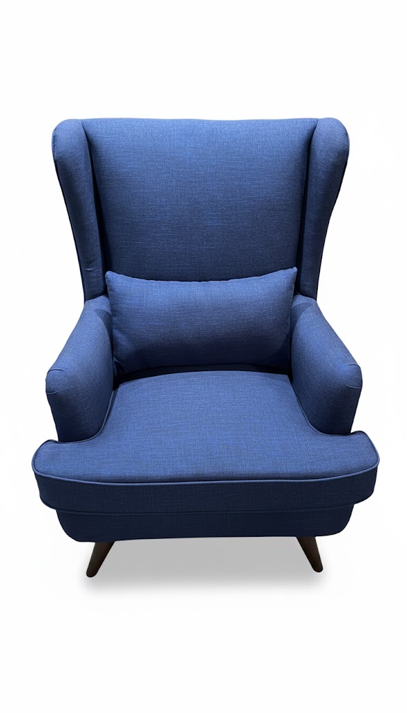 Blue Upholstered Wingback Accent Chair