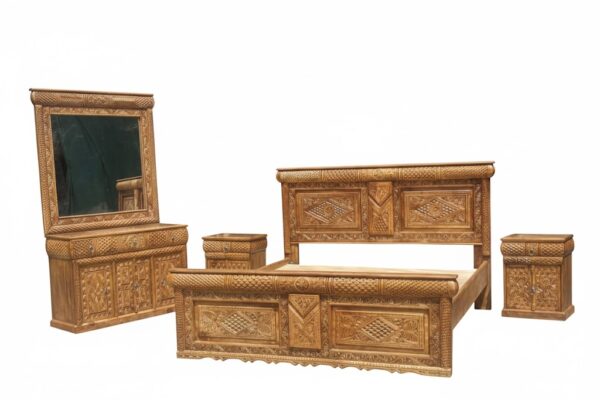 Carved Wooden Bed Frame