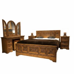 Four-Piece Carved Wooden Bedroom Set