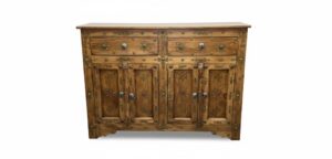 Brass Studded Wooden Sideboard with Drawers