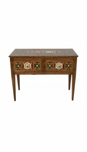 Hand-Painted Tile Wooden Console Table