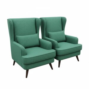 unnamed (3) Teal Mid-Century Wingback Chairs