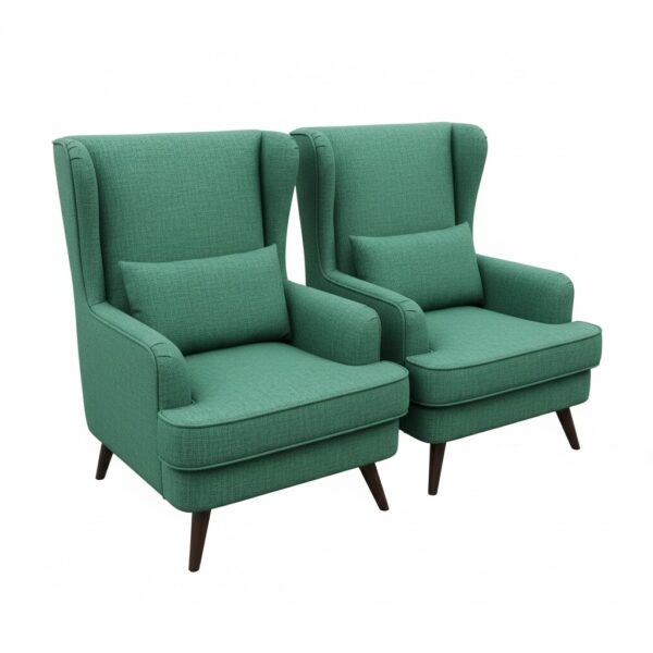 Teal Mid-Century Wingback Chairs