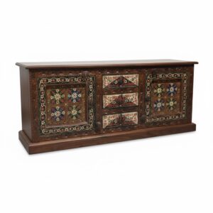 Hand-Carved Wooden Sideboard with Drawers