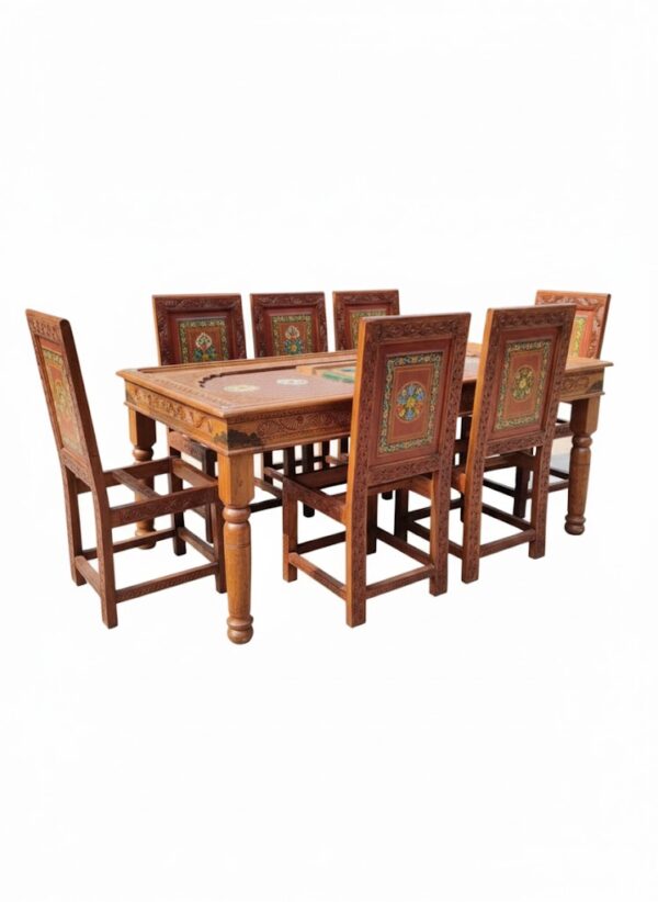 8-Seater Hand-Carved Dining Table Set