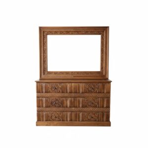 Ornate Carved Dresser with Frame Mirror