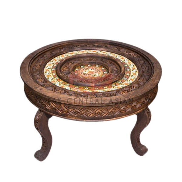Hand-Carved Floral Coffee Table